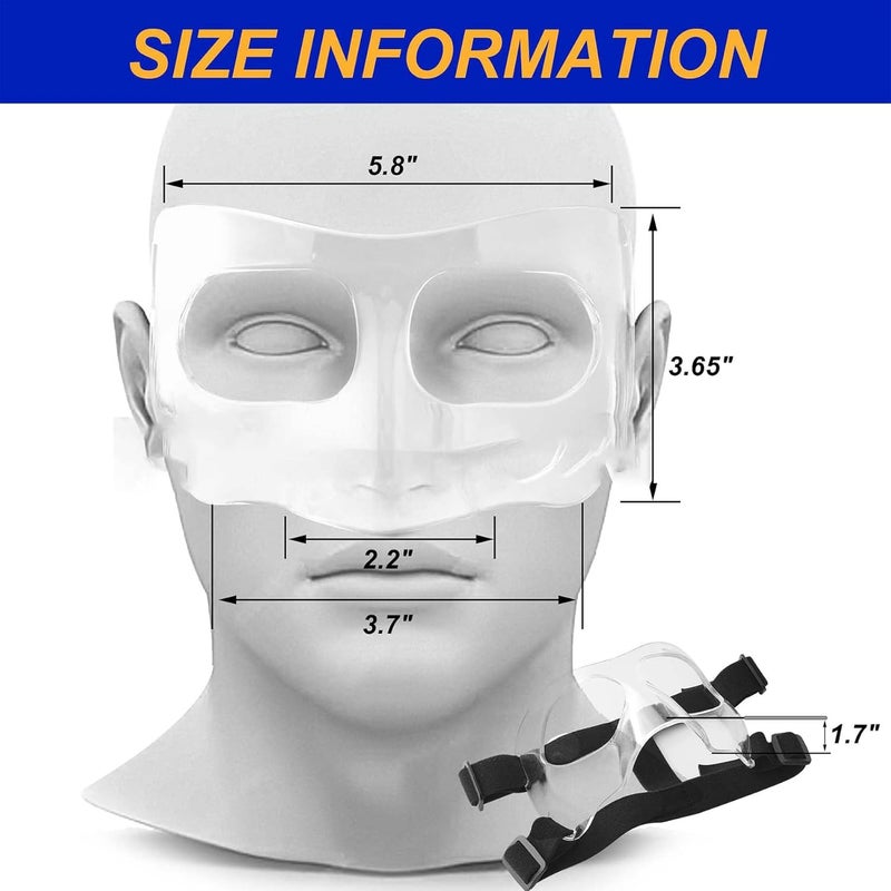 Fenduoer Nose Guard for Sports, Broken Nose, Adustable Face Mask with Foam Padding for Men and Women,Adult,Basketball,Baseball,Football,Softball Face Guard(Clear Full Face) - Image 2